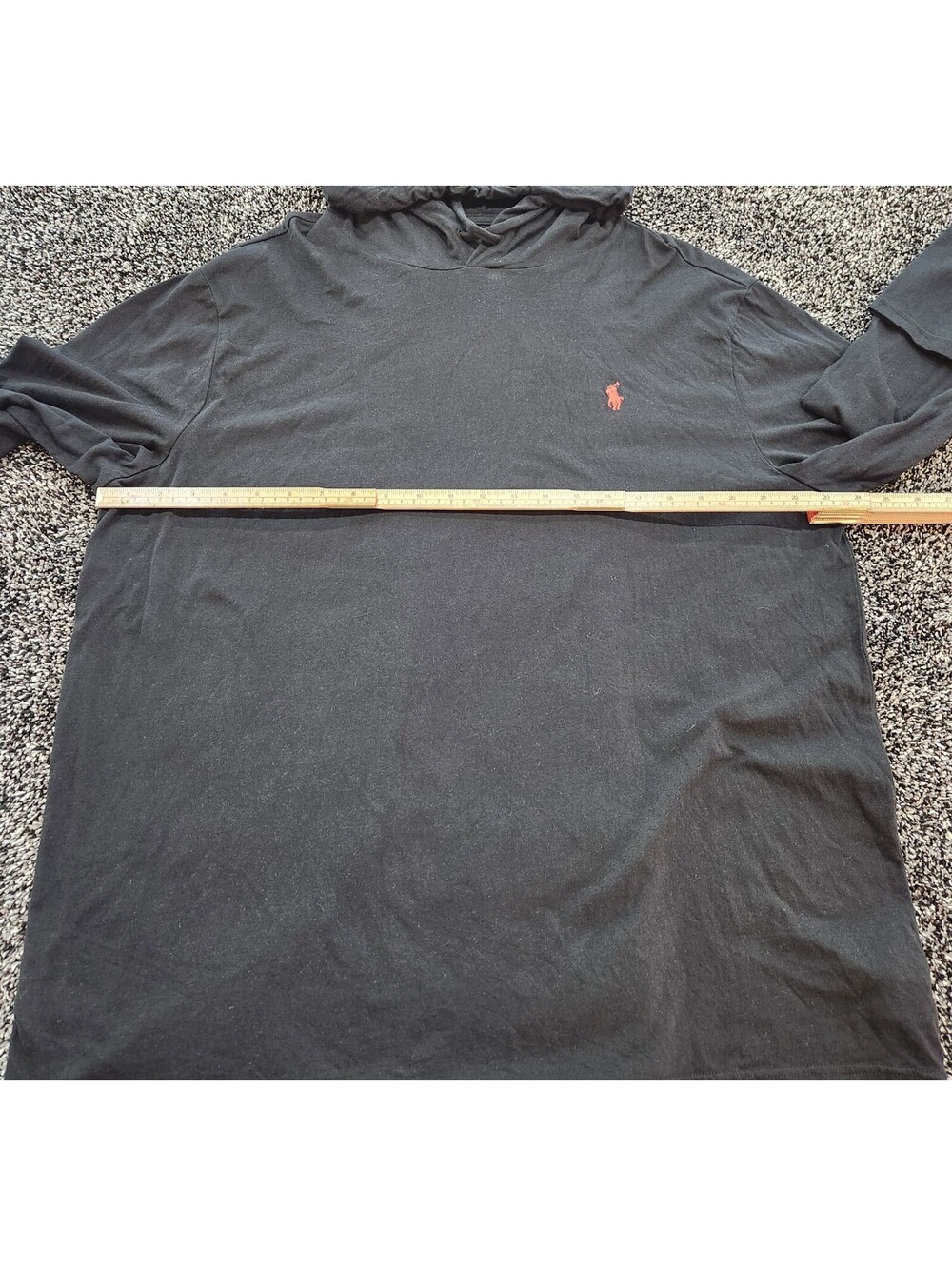 Polo Ralph Lauren Men's Pull over Hoodie T-Shirt Long Sleeve Black Red Pony XL - Picture 5 of 12